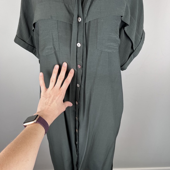 Flawless, Midi Charcoal Button Down Black Dress, Small - Picture 7 of 13